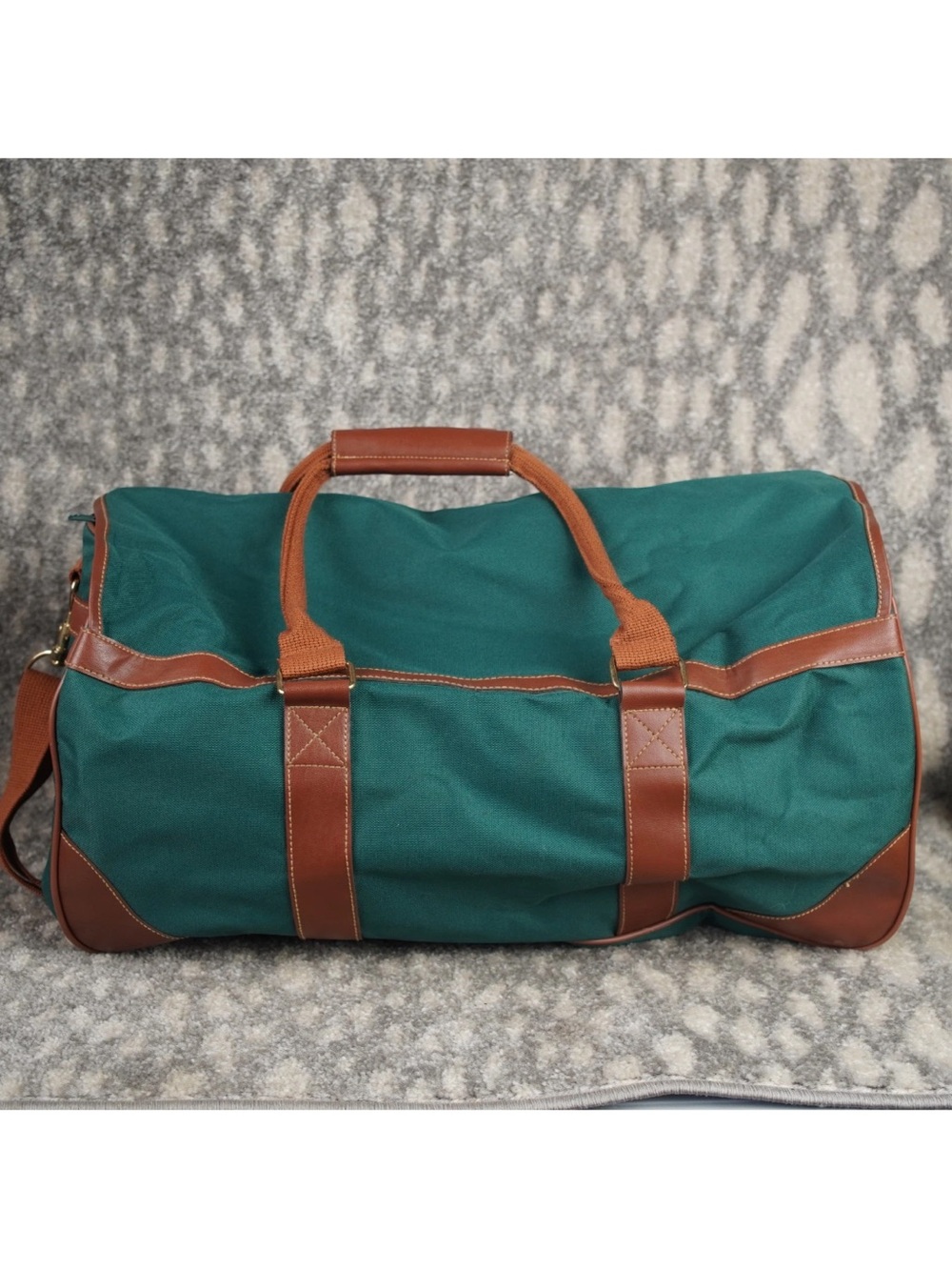 Vintage Polo Ralph Lauren Green Canvas Duffle Bag Top Flap W Buckle Closures EUC - Picture 2 of 15